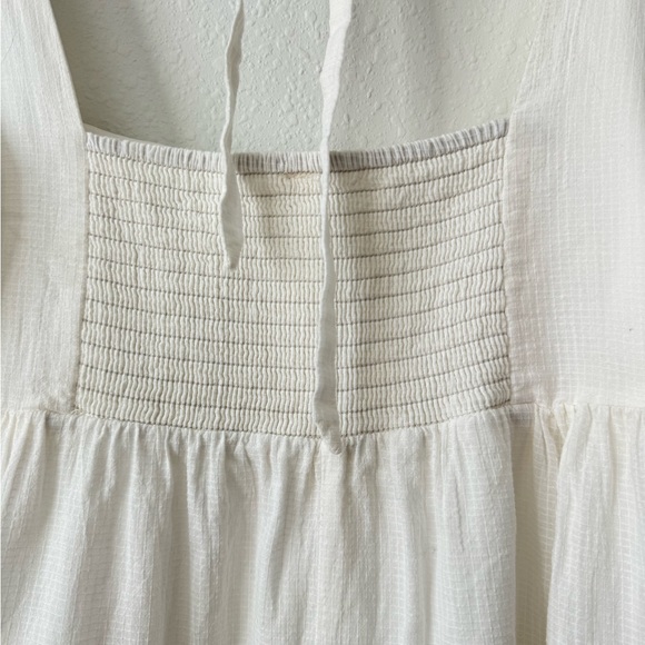 Anthropologie White Puff Sleeve Dress Women’s M Smocked Back Cottagecore tiered - Picture 9 of 10